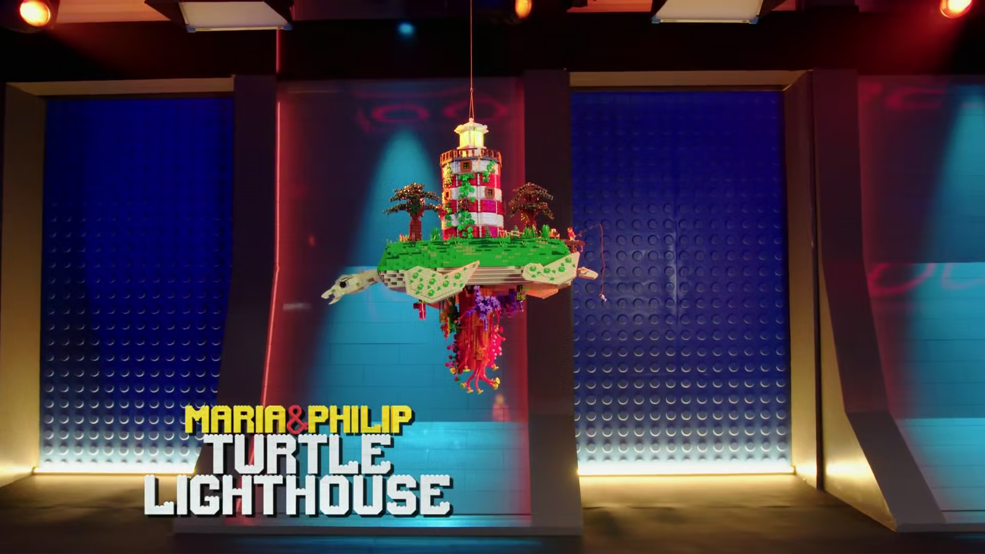 LEGO Masters U.S Season 2     - One Hanging Brick Challenge – Maria and Philip - Turtle Lighthouse