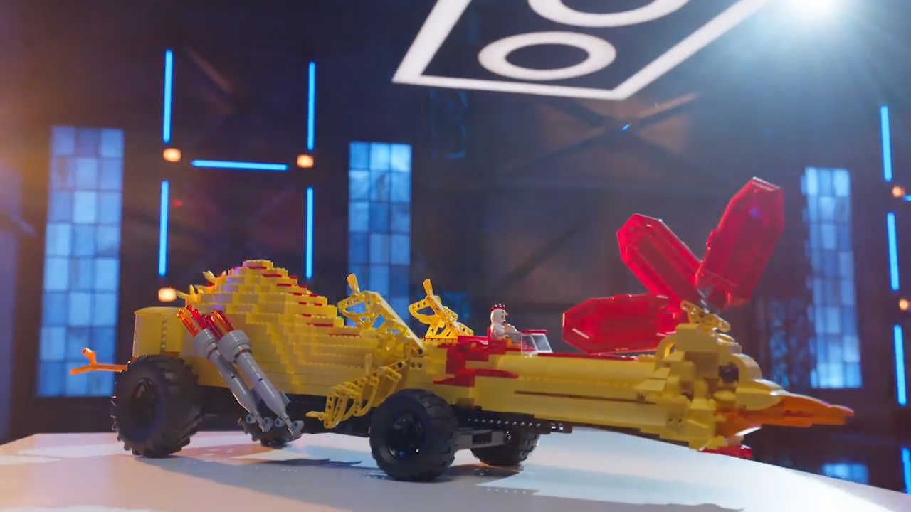 LEGO Masters Australia - Season 4 Episode 1 - Stunt Car Challenge - Kirsti & Daniel - Chicken Suit Guy - Rubber Chicken