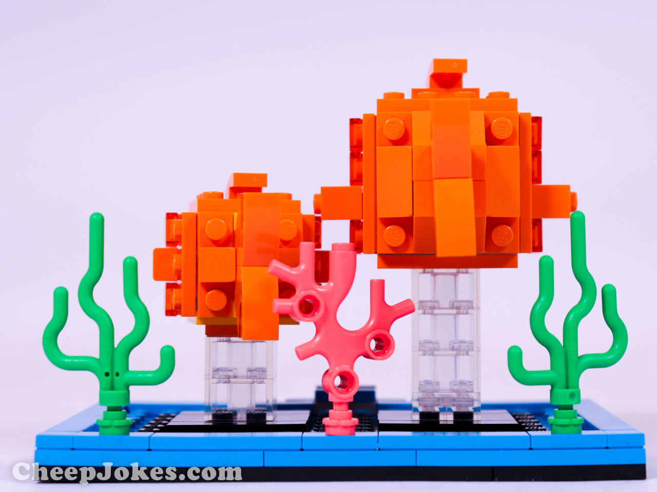 Kids who love animals will adore this BrickHeadz™ Goldfish (40442) build-and-display set. The goldfish and fry both sit on iconic BrickHeadz stands and look as if they’re ready to blow bubbles underwater. The stands fit into a sturdy, blue base that includes coral and plants and comes with 2 stickers – 1 with bubbles, 1 with corals – for decorating the base. This buildable pet set is a perfect gift for all kids, BrickHeadz collectors and pet lovers.